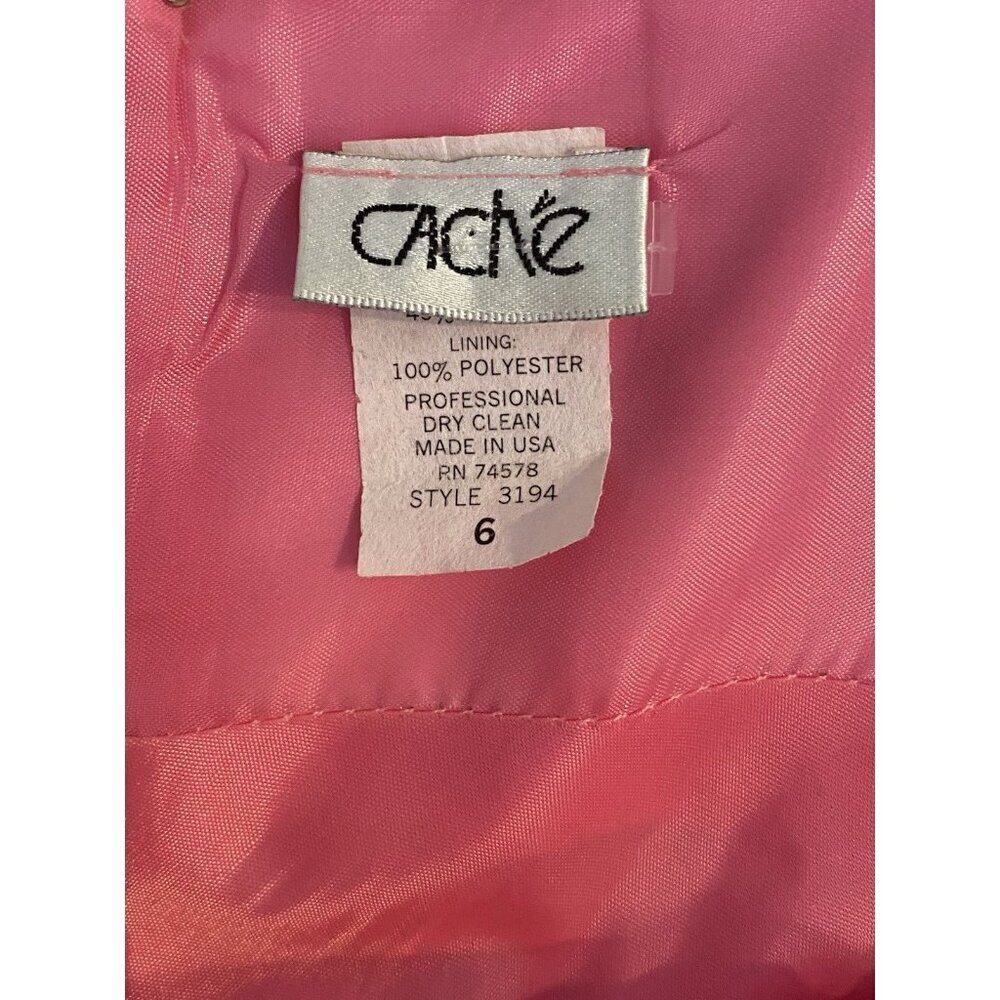 Vintage Cache Pink Y2K Satin Long Bias Cut Prom Slip Dress Gown Rhinestone Sz 6 - Picture 10 of 12
